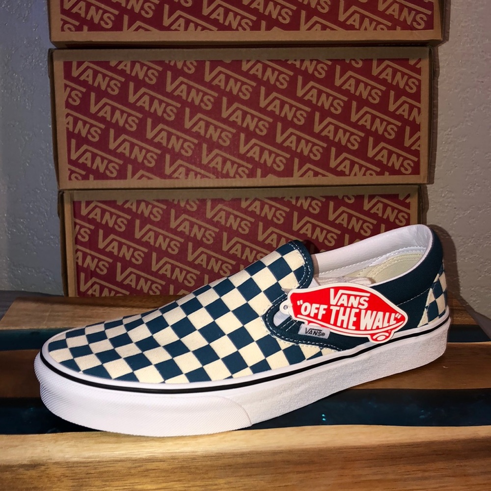 Blue Checkered slip on Vans